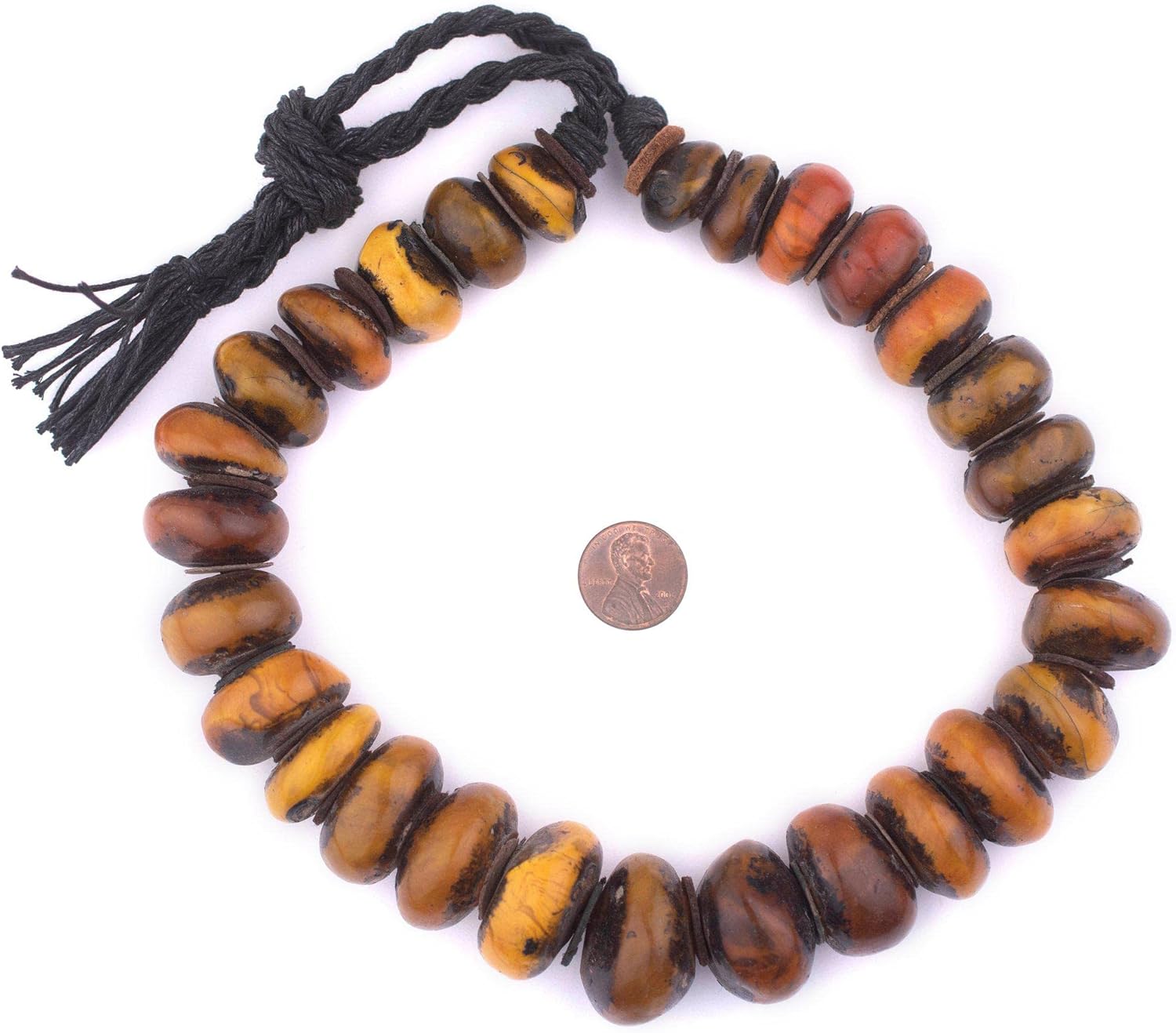 The Bead Chest Moroccan Honey Amber Resin Beads Graduated 23mm Morocco African Orange Round Large Hole 22 Inch Strand Handmade