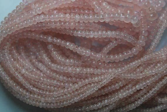 13 inch Strand of gem morganite rondelle Smooth Pink Beads for DIY Jewelry Making. morganite Beads Strand #Code - BDSSTR-02795