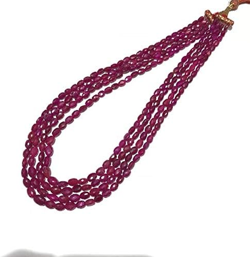 Ruby Oval Faceted Beads Necklace,Faceted Oval Beads, Glass Filled Ruby Size 6 to 11 mm - 18