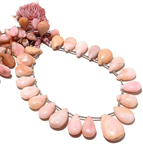 Pink Opal Briolette Beads, Peruvian Pink Opal Pear Beads, Opal Beads, 8x12mm To 10x15mm Each, 24 Pieces