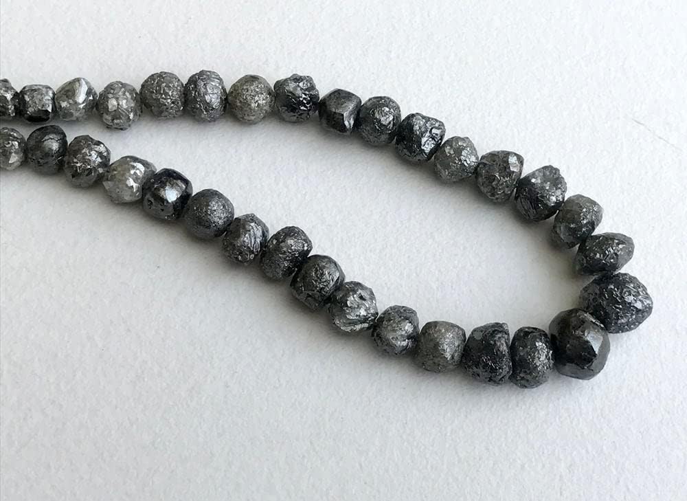 5-8mm Large Dark Gray Round Rough Diamonds, Raw Diamonds, Conflict Free, Natural Gray Diamond Beads For Jewelry (9Pcs To 18Pcs) - DS3307, 5 MM - 8 MM
