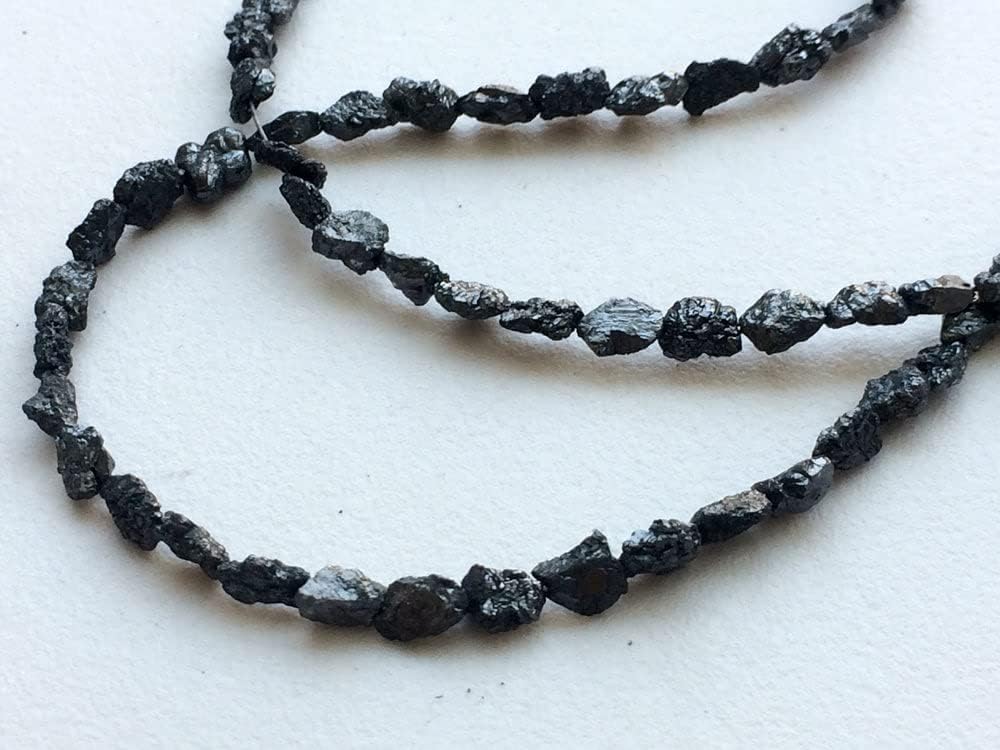 5-7mm Black Rough Diamond Tumbles, Black Raw Diamonds, Conflict Free Diamond, Black Rough Diamond Necklace, Diamond Beads (7IN To 14IN), 5-7 MM