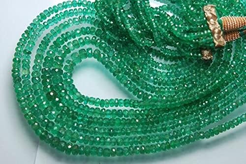 18 Inches Long Strands, st, Natural African Emerald Faceted Rondelles Size 6-3mm