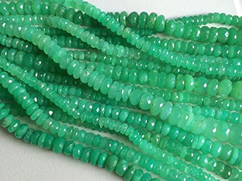 1 Strand Natural Chrysoprase Micro Faceted Rondelle Beads Chrysoprase Necklace, Chrysophase Wholesale 9-15mm, 9 Inch