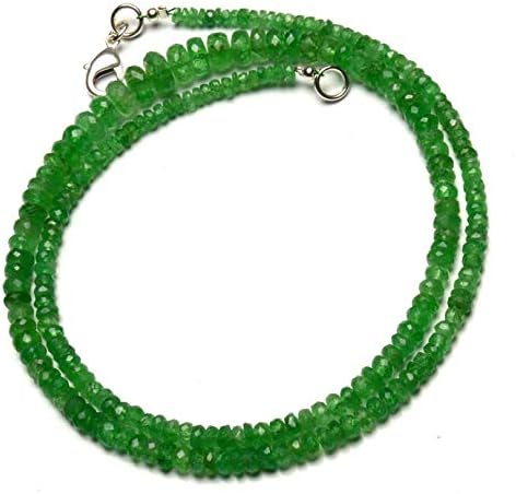 Natural Gemstone Tsavorite Faceted 3 to 7MM Big Size Rondelle Beads 18 Inch Full Strand Very Rare Gem Beads Necklace Green Garnet