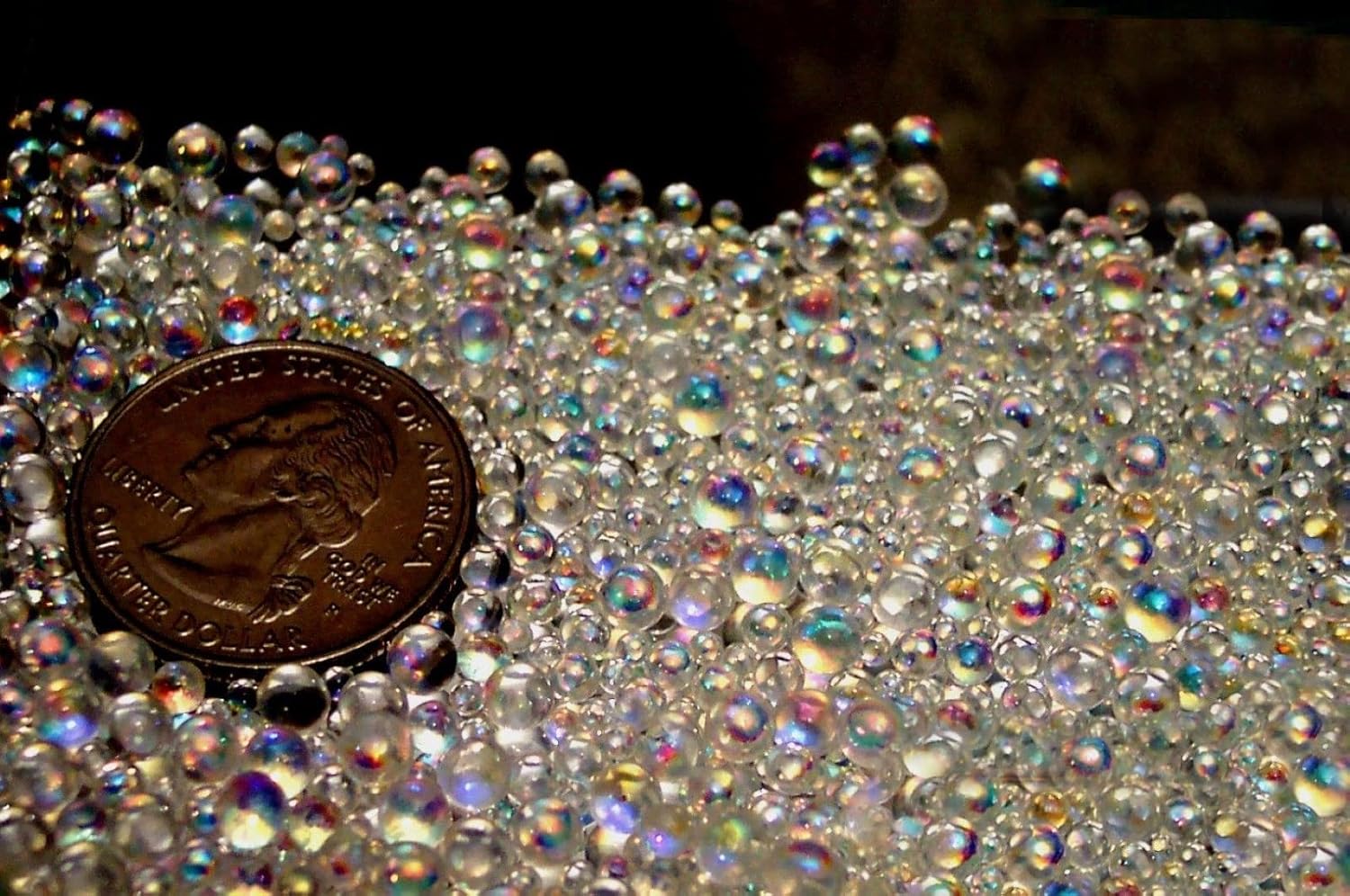 M00145-LB 1lb Iridescent Glass Bubbles AB Microbeads 4mm 1 lb No Hole Beads QC1