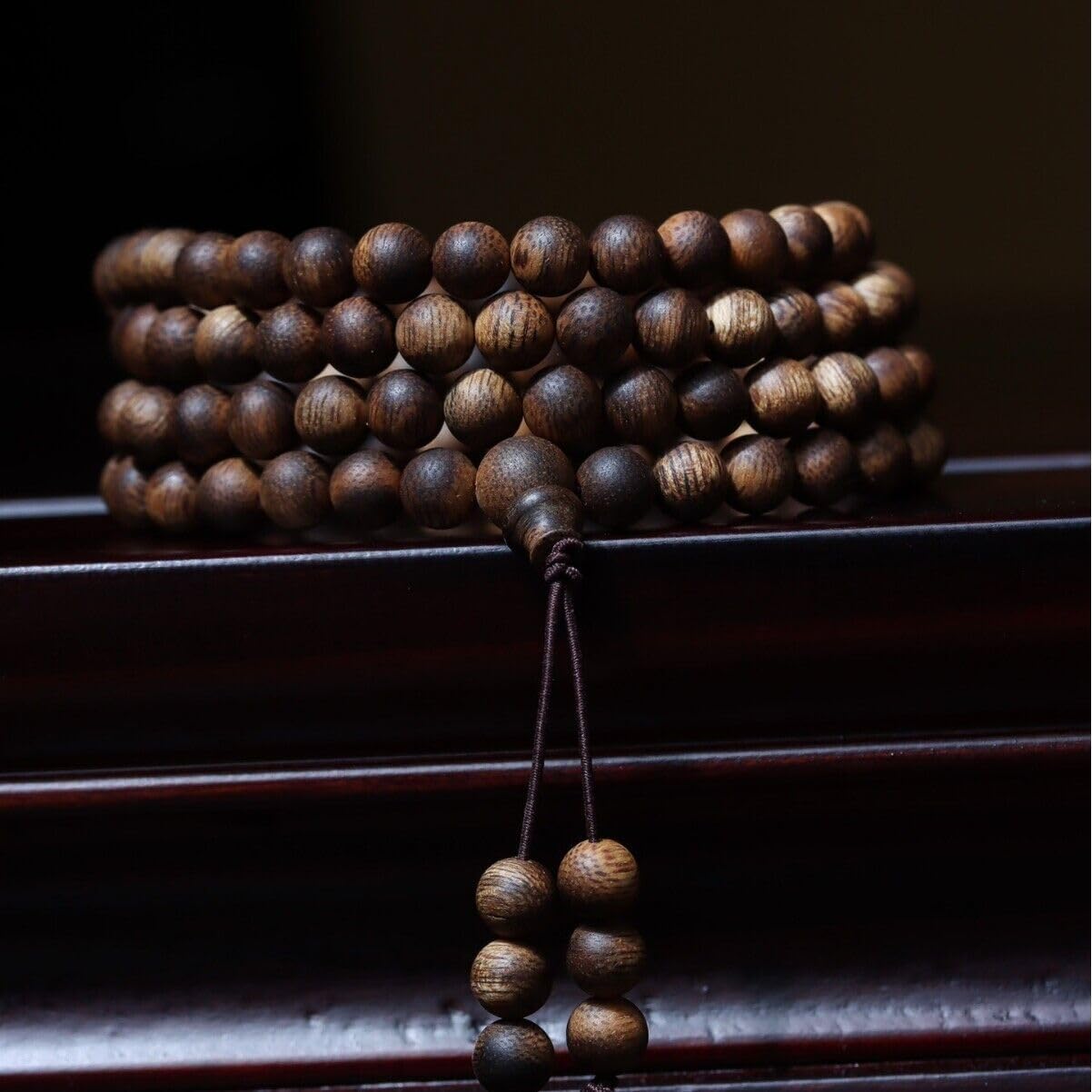 Agarwood 7mm*108pcs Hainan White Chess Agarwood Rosary Beads Sinking Buddha Bead Strings