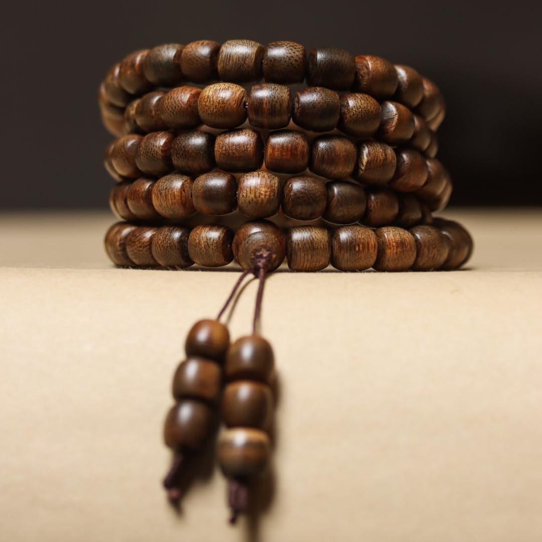 Fusen Red Clay Agarwood Aquilaria Hand-Stranded Prayer Beads Multi-Circle 8mm*108 Beads Barrel-Shaped Beads Floral Honey Aroma Cool Sweet Sinking Grade