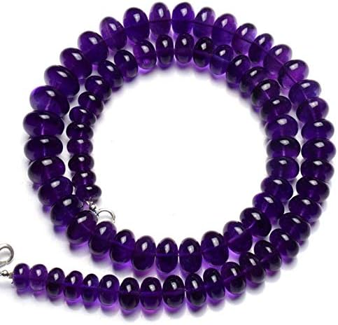 Natural Gemstone African Amethyst 9 to 13MM Smooth Rondelle Beads 19 Inch Full Strand Fine Quality Dark Purple Color Finished Necklace