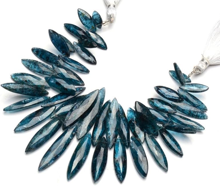 8 inch Strand of Natural Green kyanite 15x5-35x9 mm Marquise Faceted briolette Beads for DIY Jewelry Making. |BRIO_03836