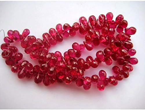 13 inch natural beads strand of 6x12mm faceted drop ruby gemstone briolletes beads for DIY jewelry - necklace, bracelet, earring, ring.