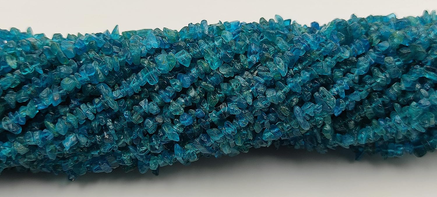 Hanumat Gems Lot of 2 Strand 34 Inches Strand,Natural Neon Apatite Gemstone Uncut Chips Raw Beads,Smooth Raw Uncut Bead,Nuggets Beads,AAA Quality Uncut Chips Strand