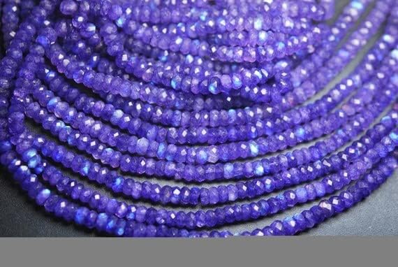 10 Inch Strand,Super Finest,Lavender Rainbow Moonstone Faceted Rondelles Shape,5-5.5mm Size,