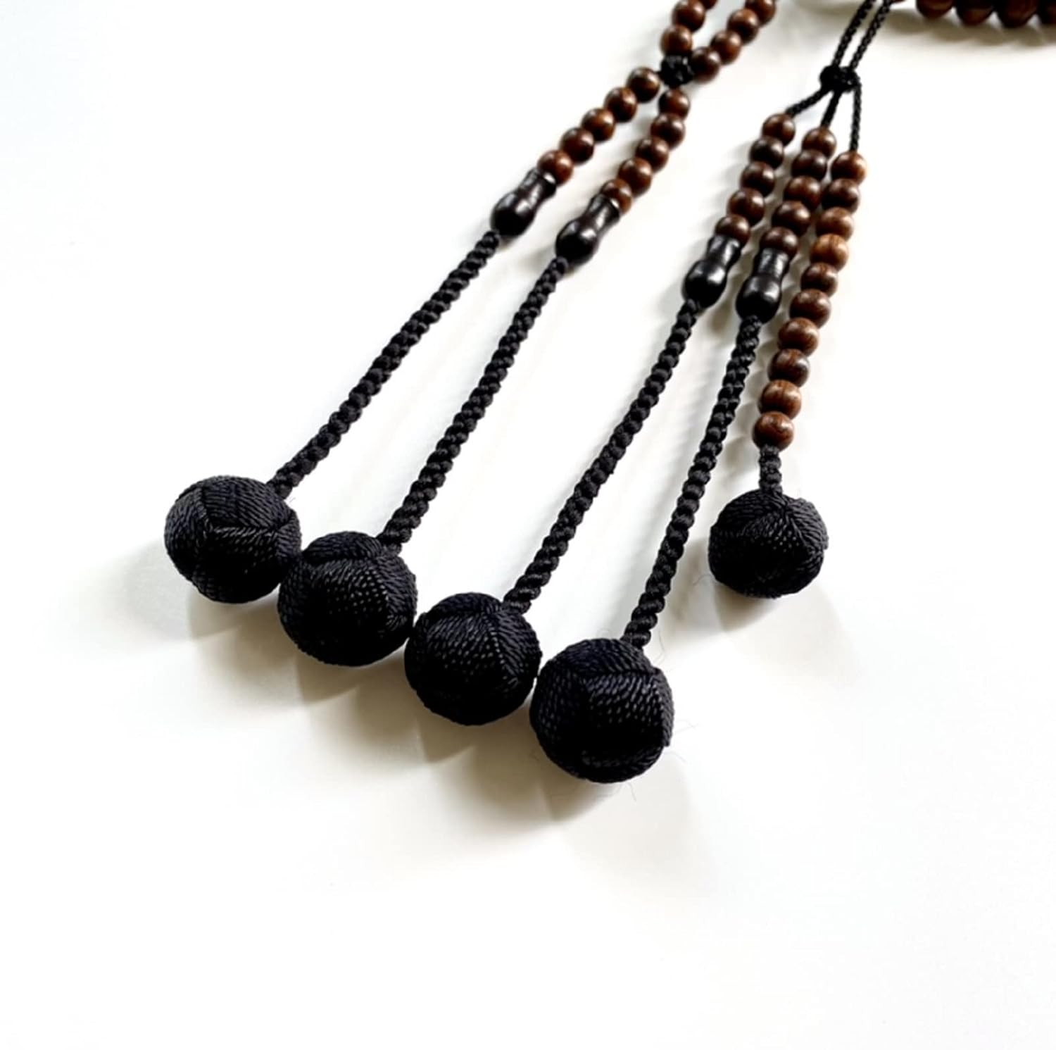 Nichiren Buddhism Soka Gakkai SGI Rosary Beads, Traditional Japan Handmade Prayer Beads, Natural Line Wood Beads with Ebony, Brown, 42cm