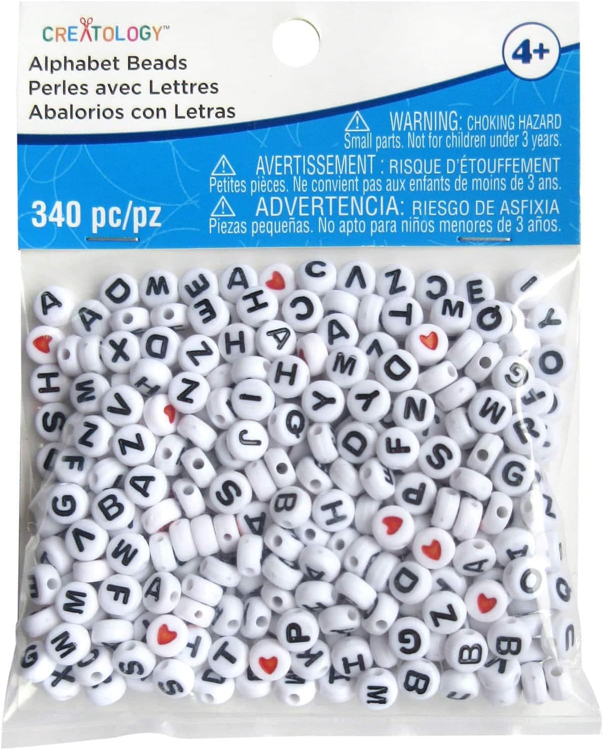 Creatology White Circular Alphabet Beads, 12 Packs: 340 ct. (4,080 Total), 7.5mm