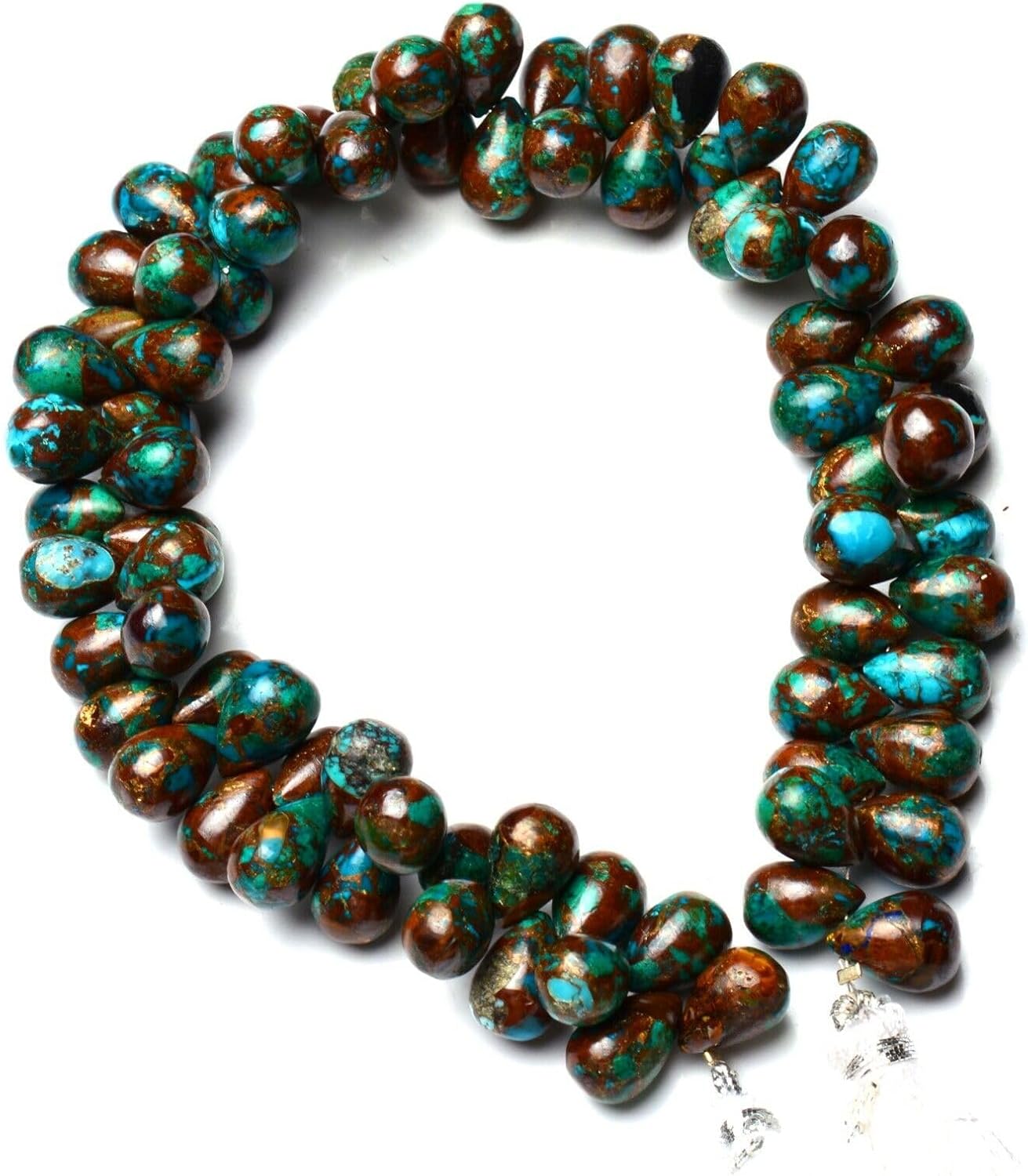 8 inch Strand of Natural Chrysocolla 11x8mm Teardrop Smooth briolette Beads for DIY Jewelry Making. |BRIO_02276