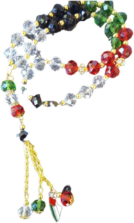 Palestine Flag Beads[ 96 Pack] Palestine MAP Large Glass Tasbeeh-Misbaha-Rosary-Jerusalem-Al Aqsa-Dome Of Rock-QUDS Islamic Favor Quran Muslim Gifts Ramadan Decor Eid Decor Wholesale Islamic Gifts 123