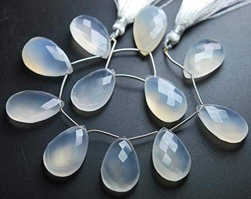 8 Inches Strand,Full Strand, Natural White Chalceny Faceted Pear Shape Briolettes 16x25mm Code-HIGH-57113