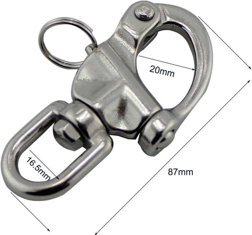 316 Stainless Steel Swivel Shackle Quick Release Boat Anchor Chain Eye Shackle Swivel Snap Hook for Marine Architectural - (Color: 70Mm 5 Pcs)