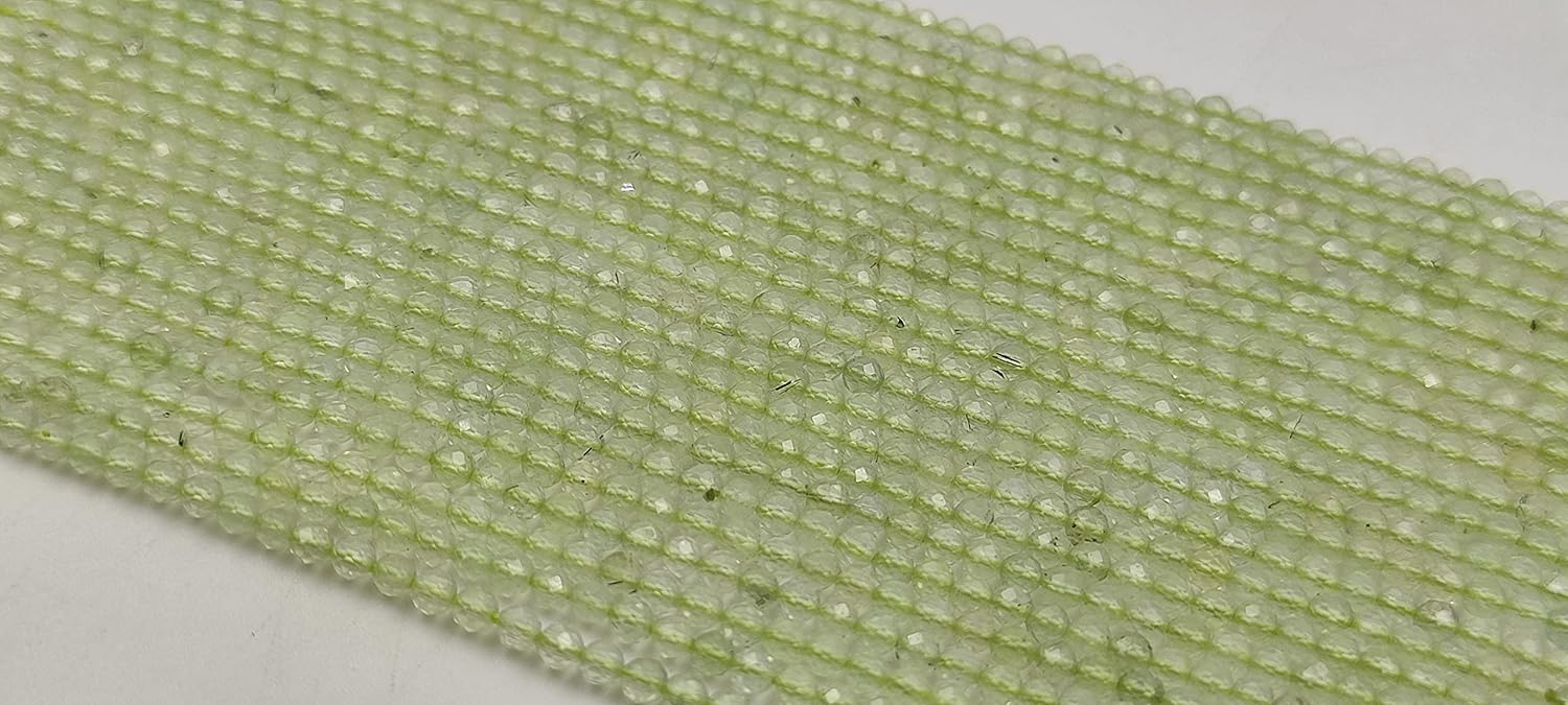 Hanumat Gems Lot of 10 Strands Natural Green Prehanite Micro Cut Faceted Rondelle Beads,Prehanite Faceted Beads,Prehanite Rondelle Bead,Prehanite Micro Cut Bead,2-2.5MM Beads,13 Inches Strand.