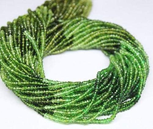 Chrome Green Tourmaline Faceted Micro Rondelle Loose Craft Beads Strand 14 Inch Long 3mm Code-HIGH-1281