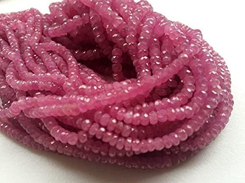 BEADS GEMSTONE 1 Strand Natural Pink Sapphire Faceted Rondelle Beads, Natural Sapphire Beads, Pink Sapphire Necklace, 3-5mm, 16 Inch Code-HIGH-16548