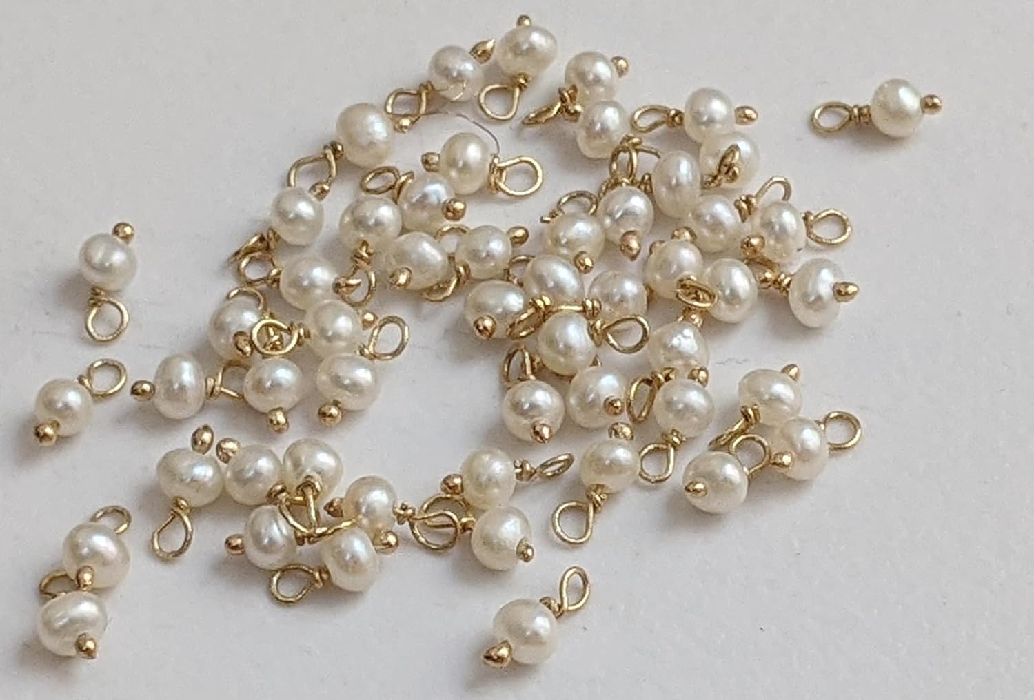 Women's 3 mm Pearl 925 Sterling Silver Wire Wrapped Pearl Rondelle Beads, Pearl Jewelry Hangings, Loose Pearl Beads (50Pcs To 100 Pcs Options)