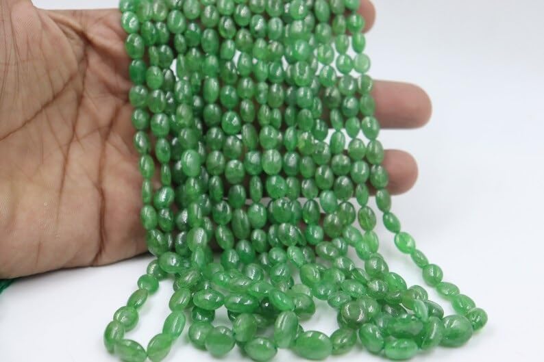 AAA Tsavorite Smooth Oval Shape Beads 7 * 9 mm savorite Plain Oval Shape Beads Tsavorite Plain Beads Strand for Jewelry