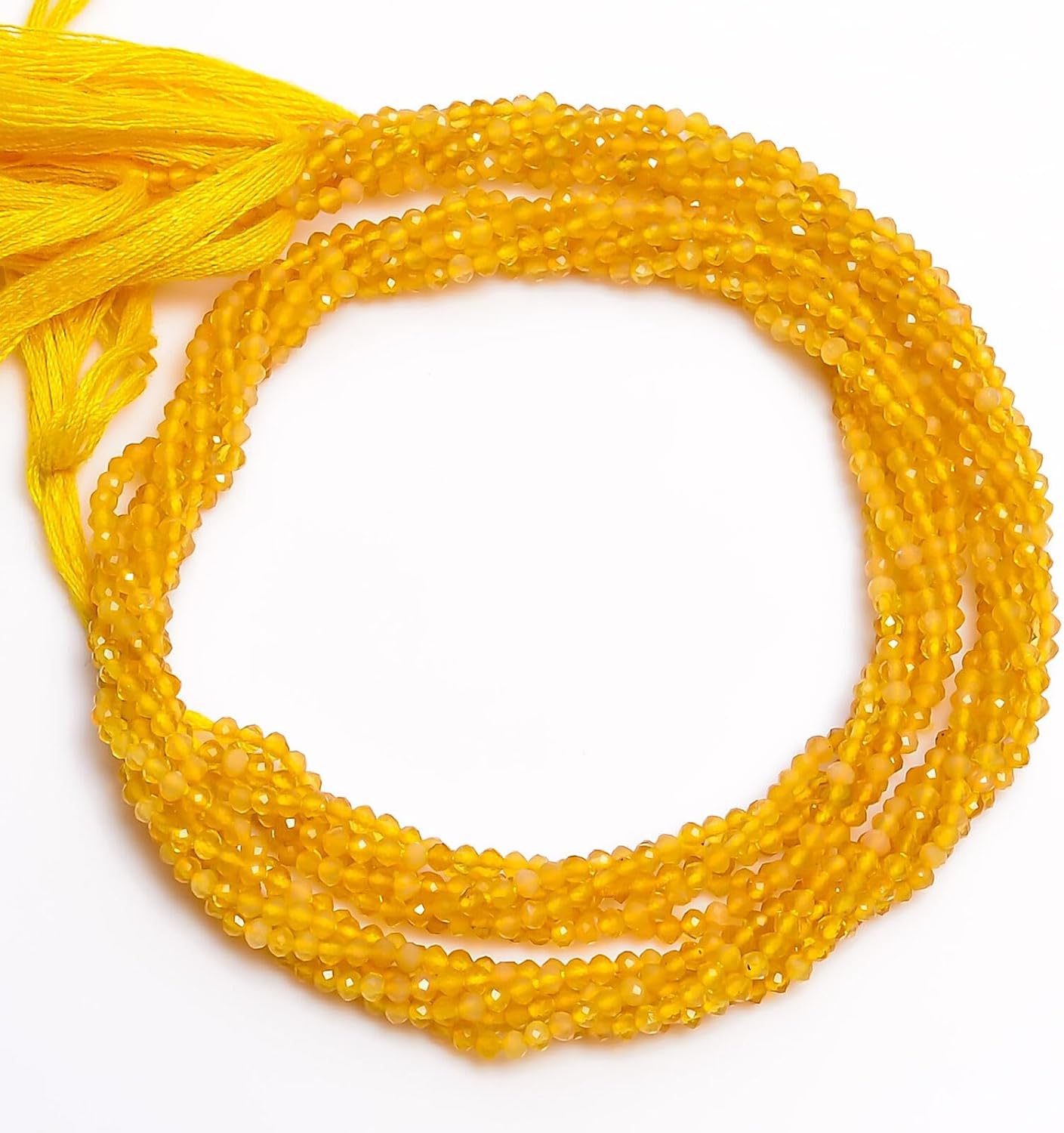 2.5mm Natural Yellow Opal Faceted Round Rondell Beads Jewelry 33 cm 5 Strand CHIK-STRD-85735