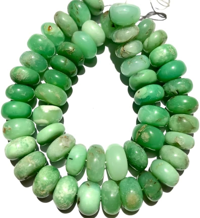 Natural Chrysoprase Stone Roundelle Smooth Beads 15-17 MM 19 inch Long String Jewelry Making Gemstone Beads for Necklace Bracelet