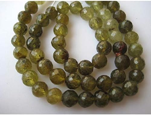 13 inch natural beads strand of 6mm faceted rondelle green garnet gemstone beads for DIY jewelry - necklace, bracelet, earring, ring.