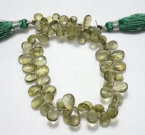 8 inch Strand of Natural Aquamarine 5x7-6x10mm pear Smooth briolette Beads for DIY Jewelry Making. |BRIO_00656
