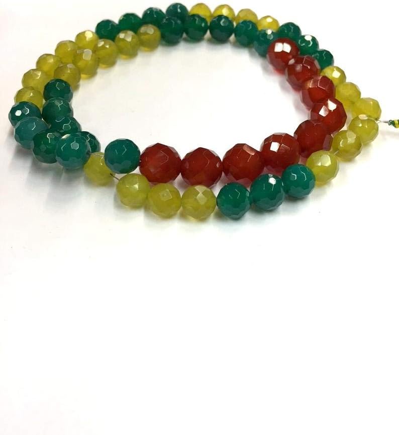 GEMZ 16 inch Strand of Natural Multi Gemstone Round Shape Faceted Cut Multi Color Color Beads for DIY Jewelry Making- Earring Necklace Bracelet.