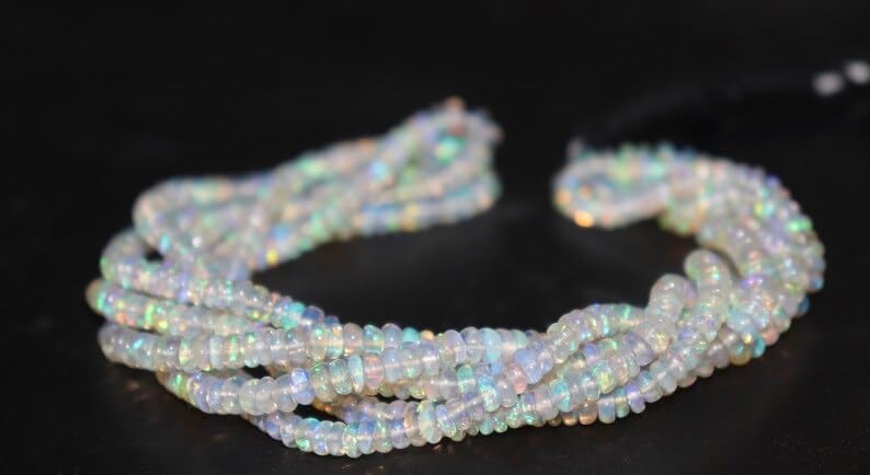 Ethiopian Opal Bead Opal Rondelle Beads 4-4.25 mm Opal Plain Beads Fire Opal Beads Flashy Opal Beads for Making Jwelery