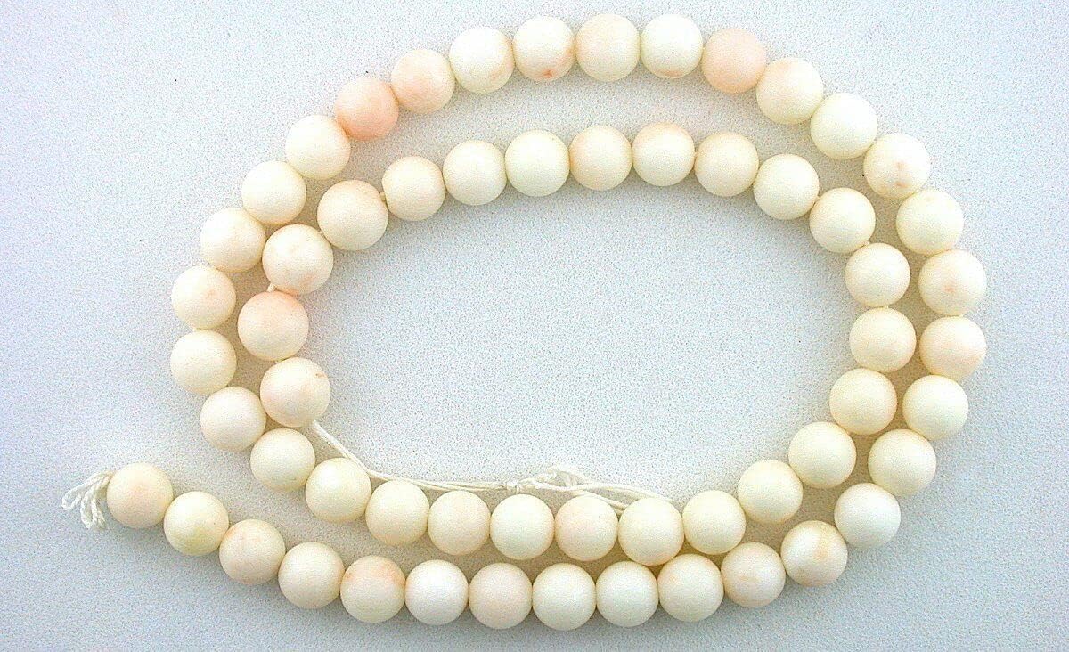 Vintage 7mm to 7.9mm Round Genuine Italian Angel Skin Coral 16 Inch Bead Strand