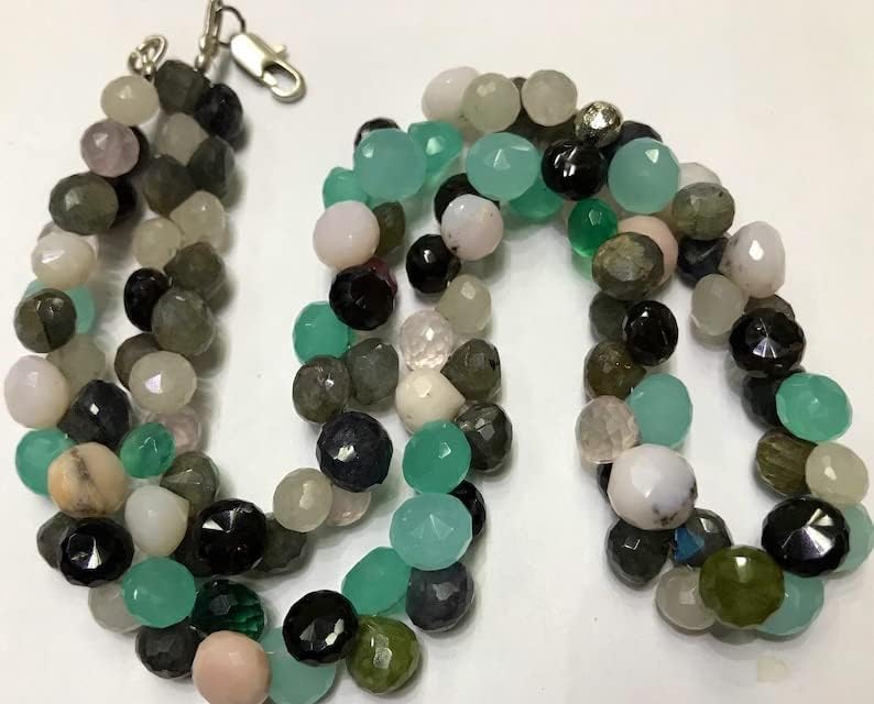 Natural Multi Beads Onion Faceted Beads 8x10mm 18 inch Long String Jewelry Making Gemstone Beads for Necklace Bracelet