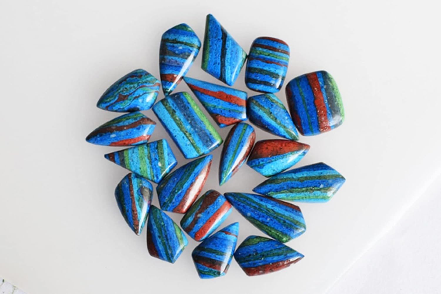 SilverO Rainbow Calsilica Marquise 64 CTW Cabochon Size 20 Pieces Lot Jewelry Making