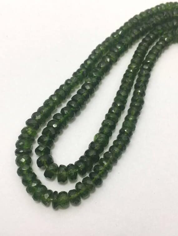 Natural Chromdioxide Faceted Rondelle Beads, 3mm to 5mm, 16 inches, Green Beads, Gemstone Beads, Semiprecious Stone Beads