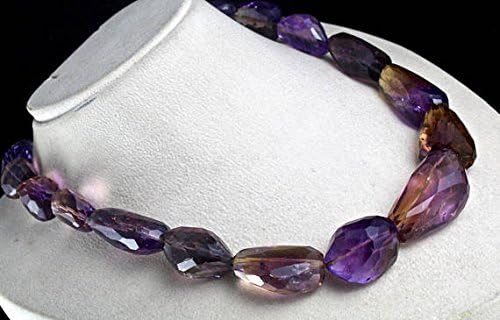 NATURAL AMETRINE FACETTED Tumble Beads Necklace 20 INCHES 42 MM TO 17 MM