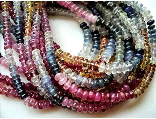 7 Strands Multi Sapphire Beads, Sapphire Rondelle Beads, 2.5mm to 4mm Beads, 14 Inches to 17 Inches Each