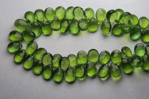 2X 8 Inch Strand,PAHIGHOT Green Quartz Pear Shape Briolette, Size 7X10 mm Code-HIGH-53848