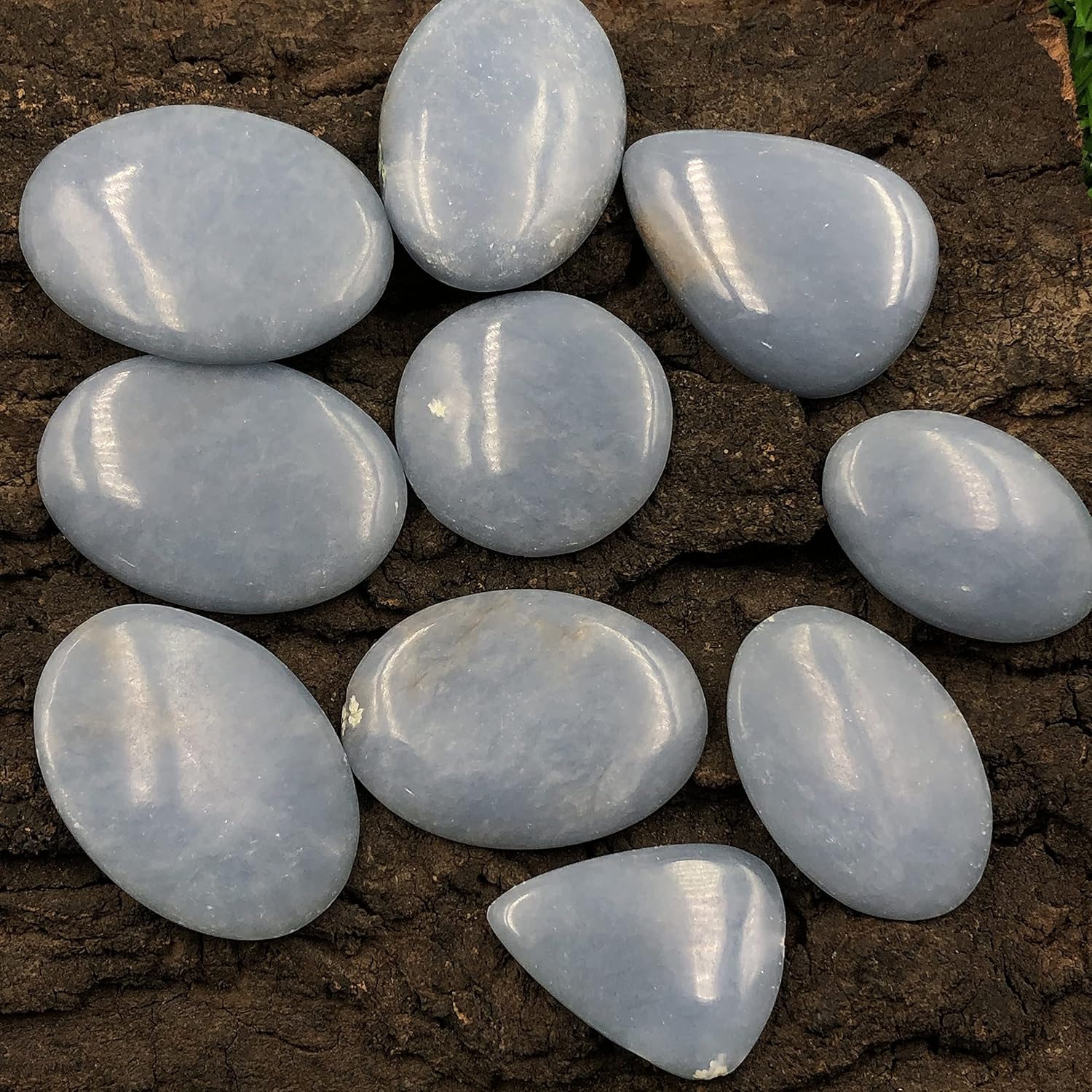 Natural ANGELITE Gemstone Loose Cabochon Lot For Jewelry Making, Loose Gemstone For Ring, Earring & Pendant Necklace, Jewelry Making Cabochons, Healing Gemstones