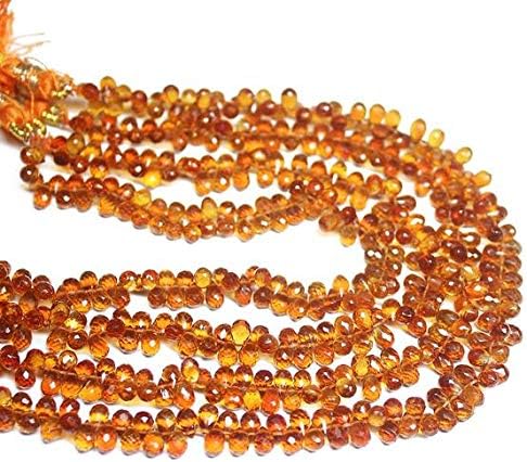 Natural Brandy Citrine Faceted Tear Drop Briolette Gemstone Craft Loose Beads Strand 9 Inch Long 5mm Code-HIGH-26113