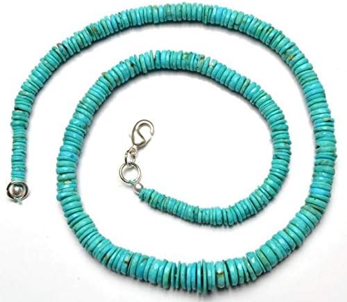 1 Strand Natural Arizona Blue Turquoise 4 to 9MM Rondelle Heishi Beads 17 Inch