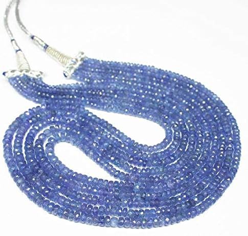 Natural Blue Tanzanite Faceted Gemstone Rondelle Micro Gemstone Loose Craft Beads Strand Necklace 18 Inch Long 3mm 5mm Code-HIGH-26362