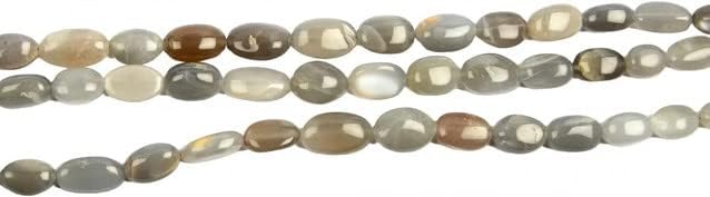 Gray Moonstone Smooth Oval 8 inch Bead Strand 10X8-17X10 MM & 95 Carats Natural Semi Precious Gemstone Birthstone Jewelry Making Necklace CHIK-STNRD-25455