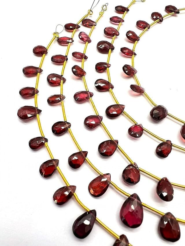 8 inches 1 Strand Natural Garnet 17 Pieces Beads Size 5x7-7x9mm Shape Pear Cut Faceted Making, Beading & Craft Supplies CHIK-STRD-76584
