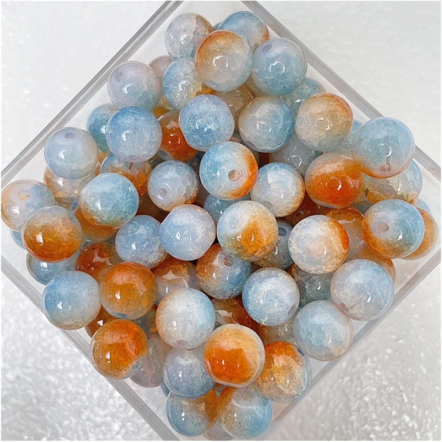 Beads Burst Beads Ancient Wind Accessories Female DIY Fresh Chalcedlary Beads Glass(Black) (Black 10MM)