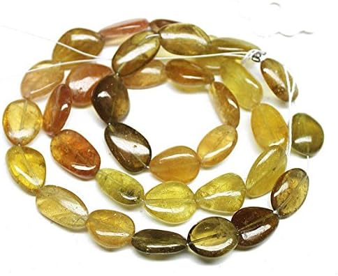13 inch natural beads strand of 14mm smooth oval yellow tourmaline gemstone beads for DIY jewelry - necklace, bracelet, earring, ring.
