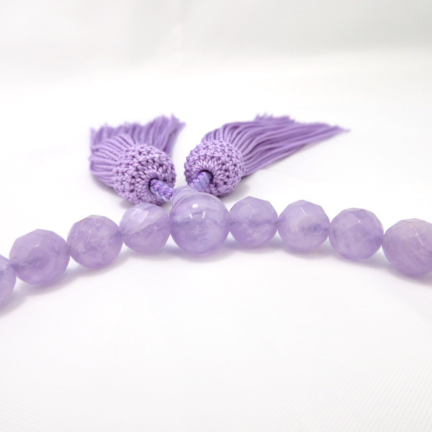 Cut Purple Amethyst Japanese Traditional Juzu Buddhist Women Prayer Beads Handmade in Kyoto Mala Beads for Women